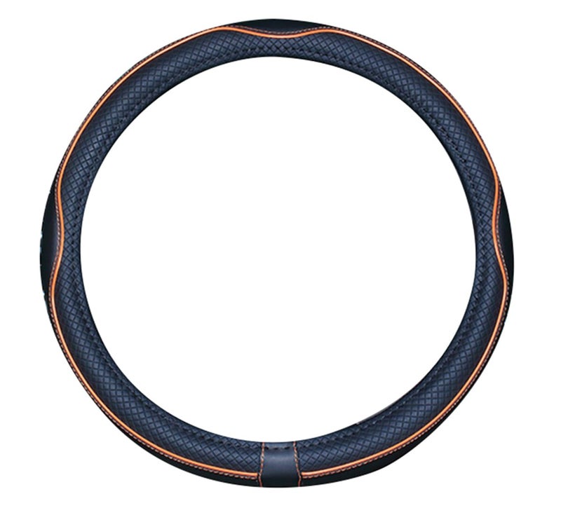 Mayco Bell Universal Standard Size Steering Wheel Cover Anti-Slip,Safety,Soft,Breathable,Durable,Full Surround,Comfortable Grip Microfiber Leather (14.5-15 inch,Black Orange) - Image 3